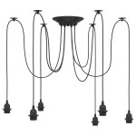vidaXL Lampă suspendată cu 6 suporturi E27 metal negru vidaXL Lampă suspendată cu 6 suporturi E27 metal negru