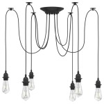 vidaXL Lampă suspendată cu 6 suporturi E27 metal negru vidaXL Lampă suspendată cu 6 suporturi E27 metal negru