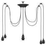 vidaXL Lampă suspendată cu 6 suporturi E27 metal negru vidaXL Lampă suspendată cu 6 suporturi E27 metal negru