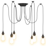 vidaXL Lampă suspendată cu 6 suporturi E27 metal negru vidaXL Lampă suspendată cu 6 suporturi E27 metal negru