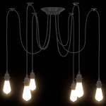 vidaXL Lampă suspendată cu 6 suporturi E27 metal negru vidaXL Lampă suspendată cu 6 suporturi E27 metal negru
