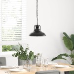 vidaXL Lampă suspendată E27 Negru Ø 31 cm Fier vidaXL Lampă suspendată E27 Negru Ø 31 cm Fier