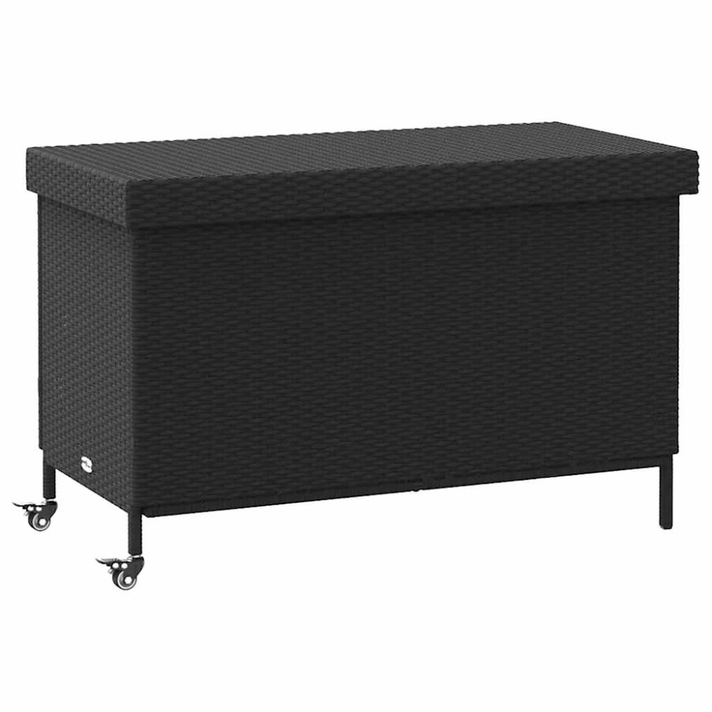 vidaXL Ladă depozitare de grădină cu roți negru,110x55x73 cm poliratan