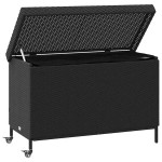 vidaXL Ladă depozitare de grădină cu roți negru,110x55x73 cm poliratan vidaXL Ladă depozitare de grădină cu roți negru,110x55x73 cm poliratan