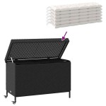 vidaXL Ladă depozitare de grădină cu roți negru,110x55x73 cm poliratan vidaXL Ladă depozitare de grădină cu roți negru,110x55x73 cm poliratan
