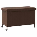 vidaXL Ladă depozitare de grădină cu roți, maro 110x55x73 cm poliratan vidaXL Ladă depozitare de grădină cu roți, maro 110x55x73 cm poliratan