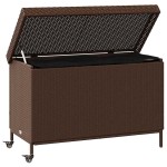 vidaXL Ladă depozitare de grădină cu roți, maro 110x55x73 cm poliratan vidaXL Ladă depozitare de grădină cu roți, maro 110x55x73 cm poliratan