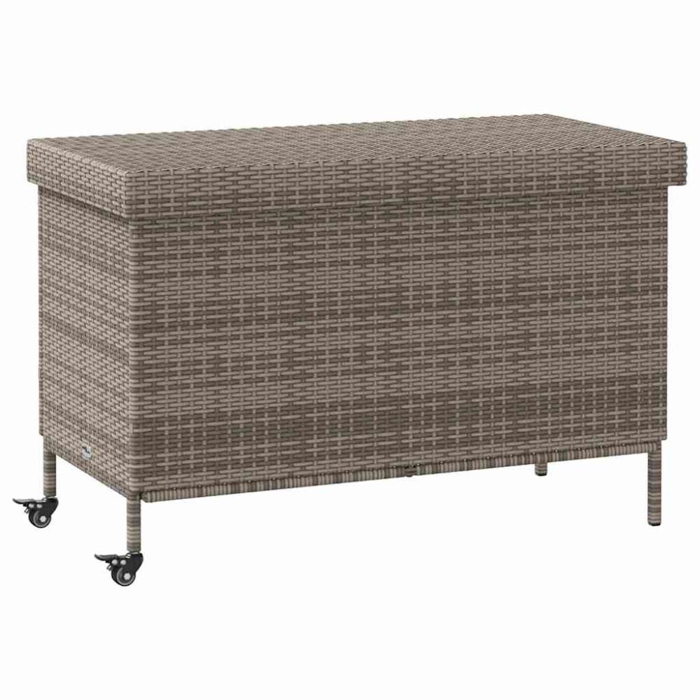 vidaXL Ladă depozitare de grădină cu roți, gri 110x55x73 cm poliratan