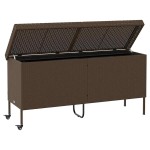 vidaXL Ladă depozitare de grădină cu roți, maro 160x55x75 cm poliratan vidaXL Ladă depozitare de grădină cu roți, maro 160x55x75 cm poliratan