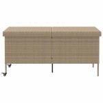 vidaXL Cutie de depozitare grădină cu roți Bej 160x55x75 cm Poly Ratan