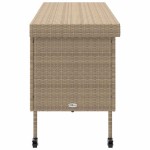 vidaXL Cutie de depozitare grădină cu roți Bej 160x55x75 cm Poly Ratan