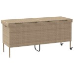 vidaXL Cutie de depozitare grădină cu roți Bej 160x55x75 cm Poly Ratan