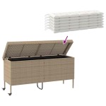 vidaXL Cutie de depozitare grădină cu roți Bej 160x55x75 cm Poly Ratan