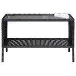 vidaXL Canapea de grădină cu 2 locuri perne și masă polirattan negru