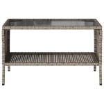 vidaXL Canapea de grădină cu 2 locuri cu perne și masă polirattan gri