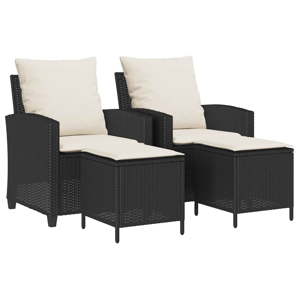 vidaXL Set mobilier de grădină cu perne, 4 piese, negru, poliratan