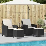 vidaXL Set mobilier de grădină cu perne, 4 piese, negru, poliratan vidaXL Set mobilier de grădină cu perne, 4 piese, negru, poliratan