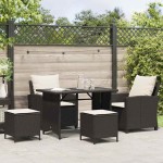 vidaXL Set mobilier de grădină cu perne, 4 piese, negru, poliratan vidaXL Set mobilier de grădină cu perne, 4 piese, negru, poliratan