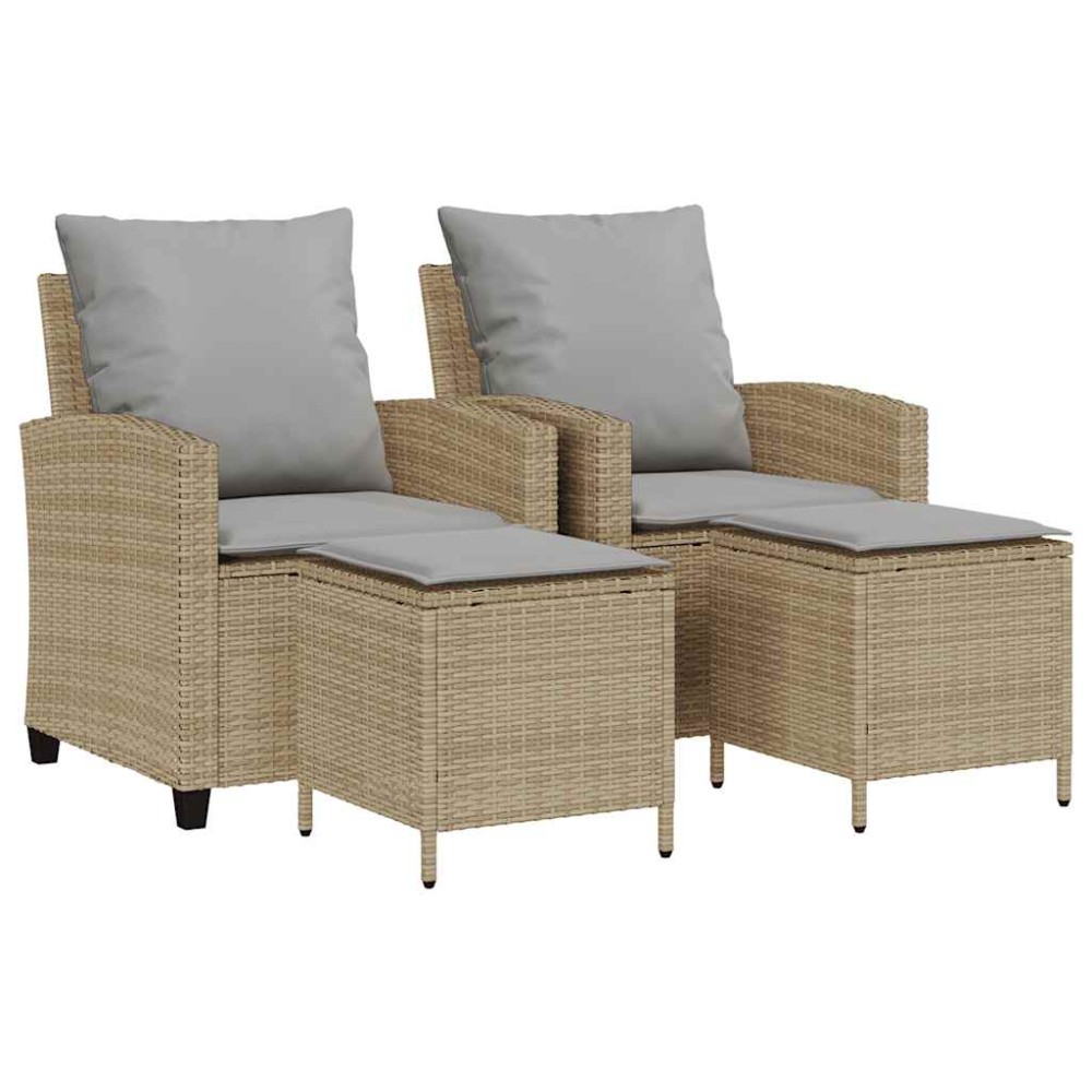vidaXL Set canapele de grădină, 4 piese, cu perne, bej, poliratan