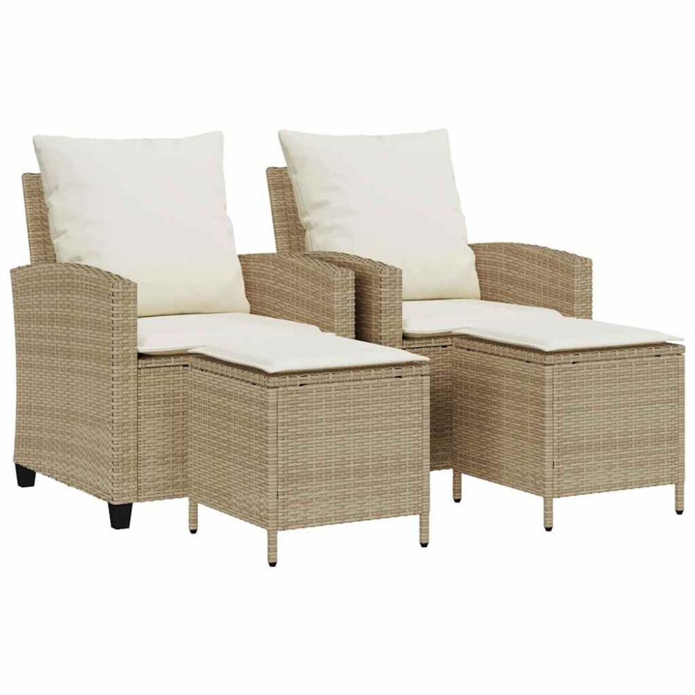 vidaXL Set canapele de grădină, 4 piese, cu perne, bej, poliratan