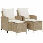 vidaXL Set canapele de grădină, 4 piese, cu perne, bej, poliratan vidaXL Set canapele de grădină, 4 piese, cu perne, bej, poliratan