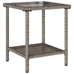 vidaXL Canapea de grădină cu masă și perne în formă L polirattan gri