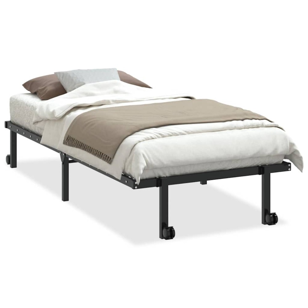 vidaXL Cadru de pat fără saltea Pliabil Negru 90x200 cm Oțel