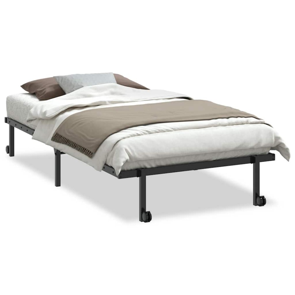vidaXL Cadru de pat fără saltea pliabil negru 100x190 cm oțel