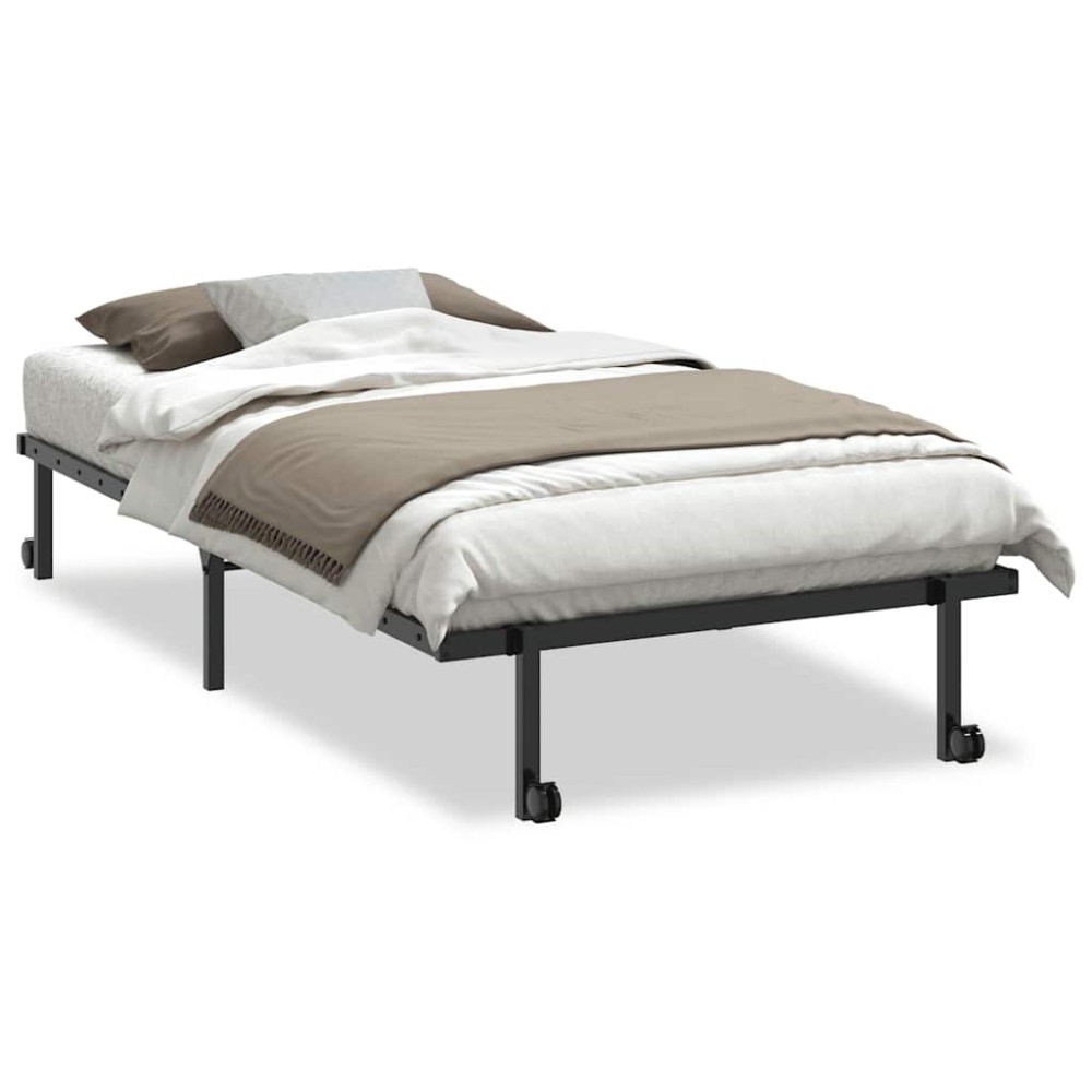 vidaXL Cadru de pat fără saltea Pliabil Negru 100x200 cm Oțel