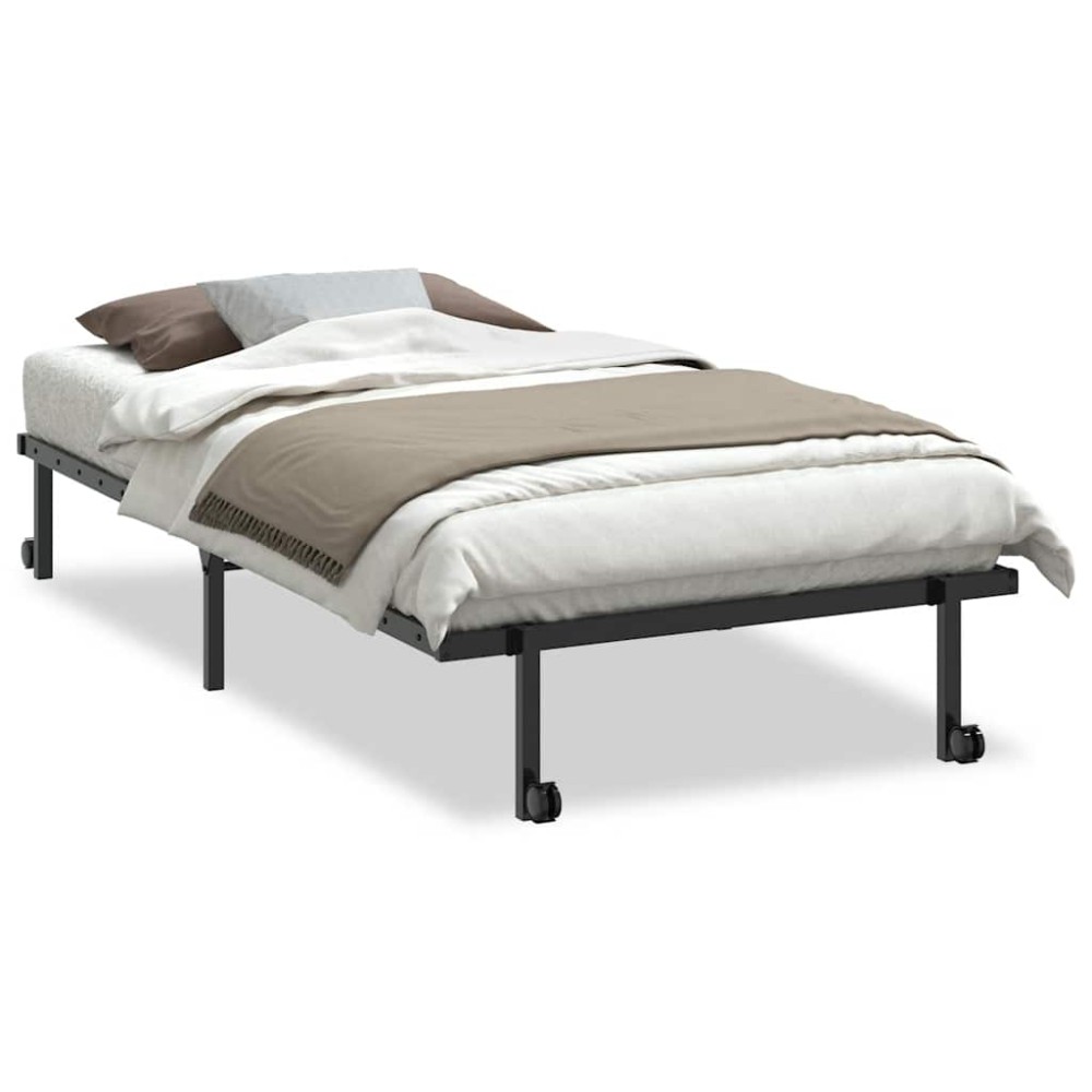 vidaXL Cadru de pat fără saltea pliabil negru 107x203 cm oțel