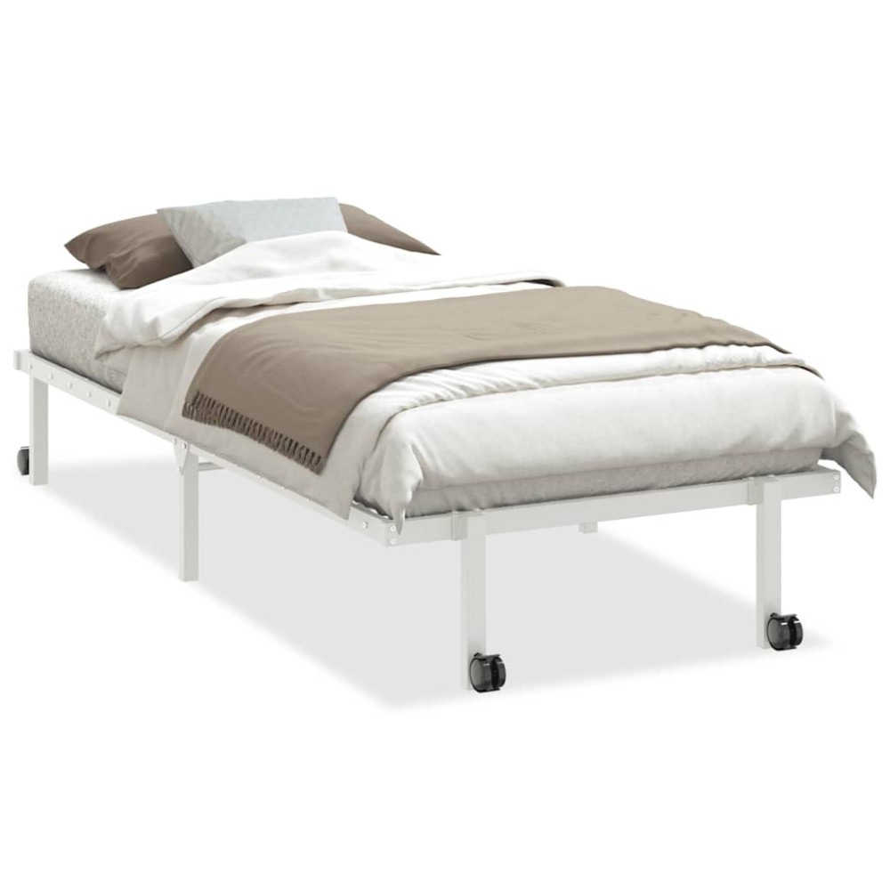 vidaXL Cadru de pat fără saltea pliabil alb 90x190 cm oțel
