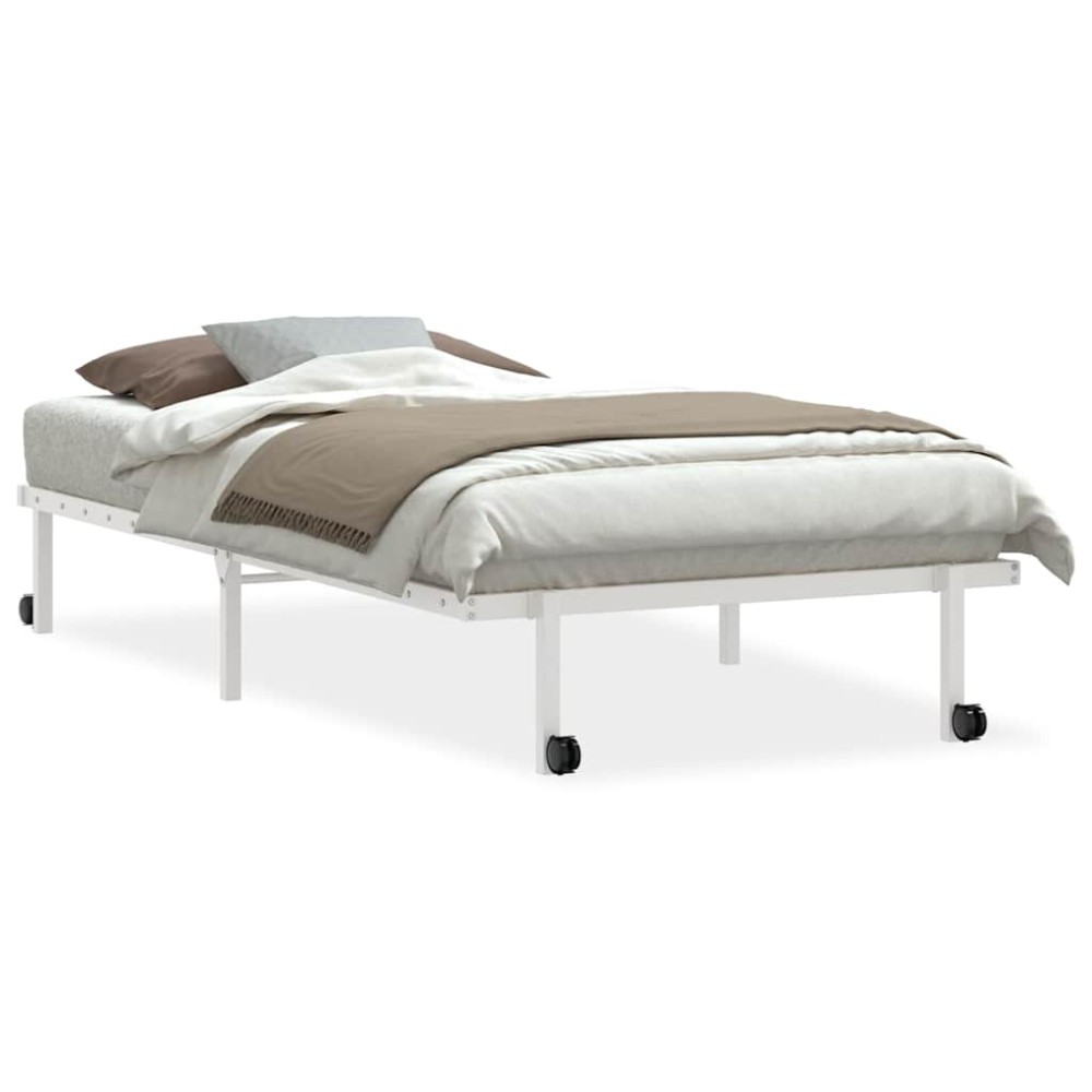 vidaXL Cadru de pat fără saltea pliabil alb 107x203 cm oțel