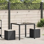 vidaXL Scaune de grădină cu perne 2 buc Negru 40x40x43 cm Poly Ratan vidaXL Scaune de grădină cu perne 2 buc Negru 40x40x43 cm Poly Ratan