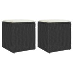 vidaXL Scaune de grădină cu perne 2 buc Negru 40x40x43 cm Poly Ratan vidaXL Scaune de grădină cu perne 2 buc Negru 40x40x43 cm Poly Ratan