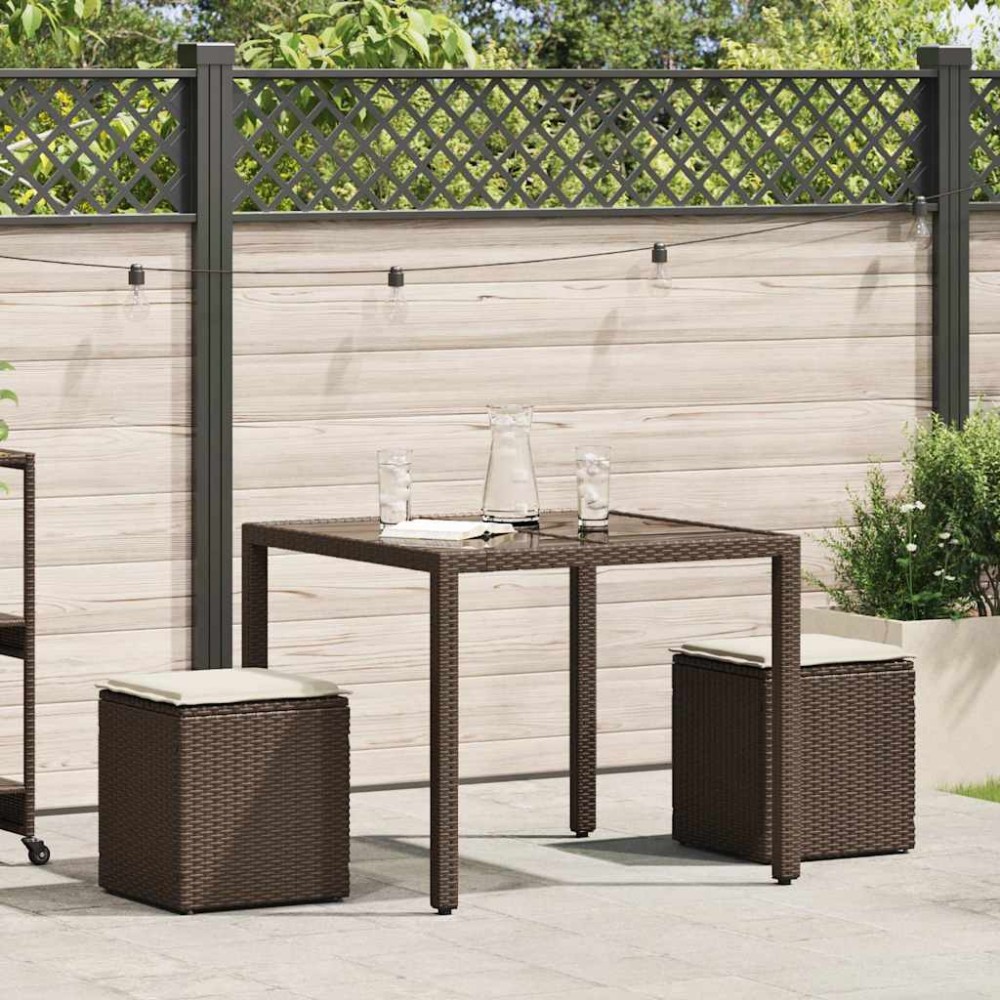 vidaXL Scaune de grădină cu perne 2 buc Maro 40x40x43 cm Poly Ratan