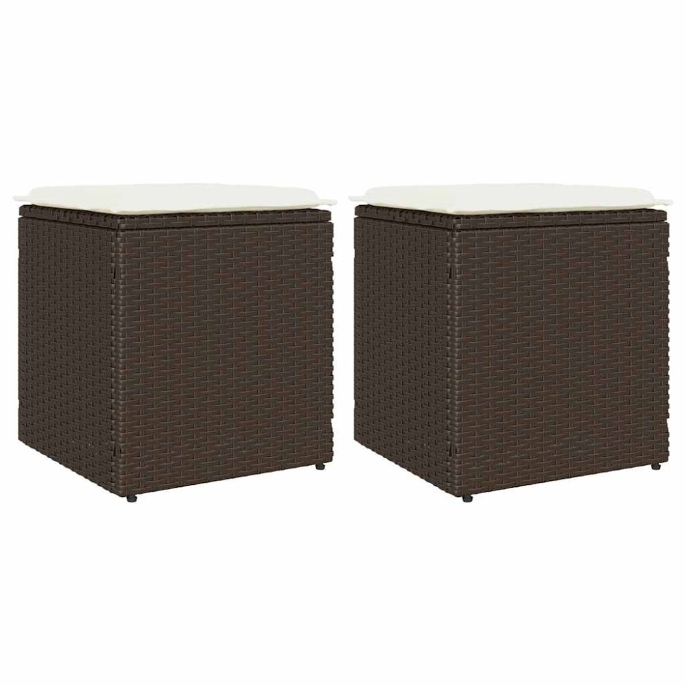 vidaXL Scaune de grădină cu perne 2 buc Maro 40x40x43 cm Poly Ratan