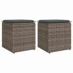 vidaXL Scaune de grădină cu perne 2 buc Gri 40x40x43 cm Poly Ratan vidaXL Scaune de grădină cu perne 2 buc Gri 40x40x43 cm Poly Ratan