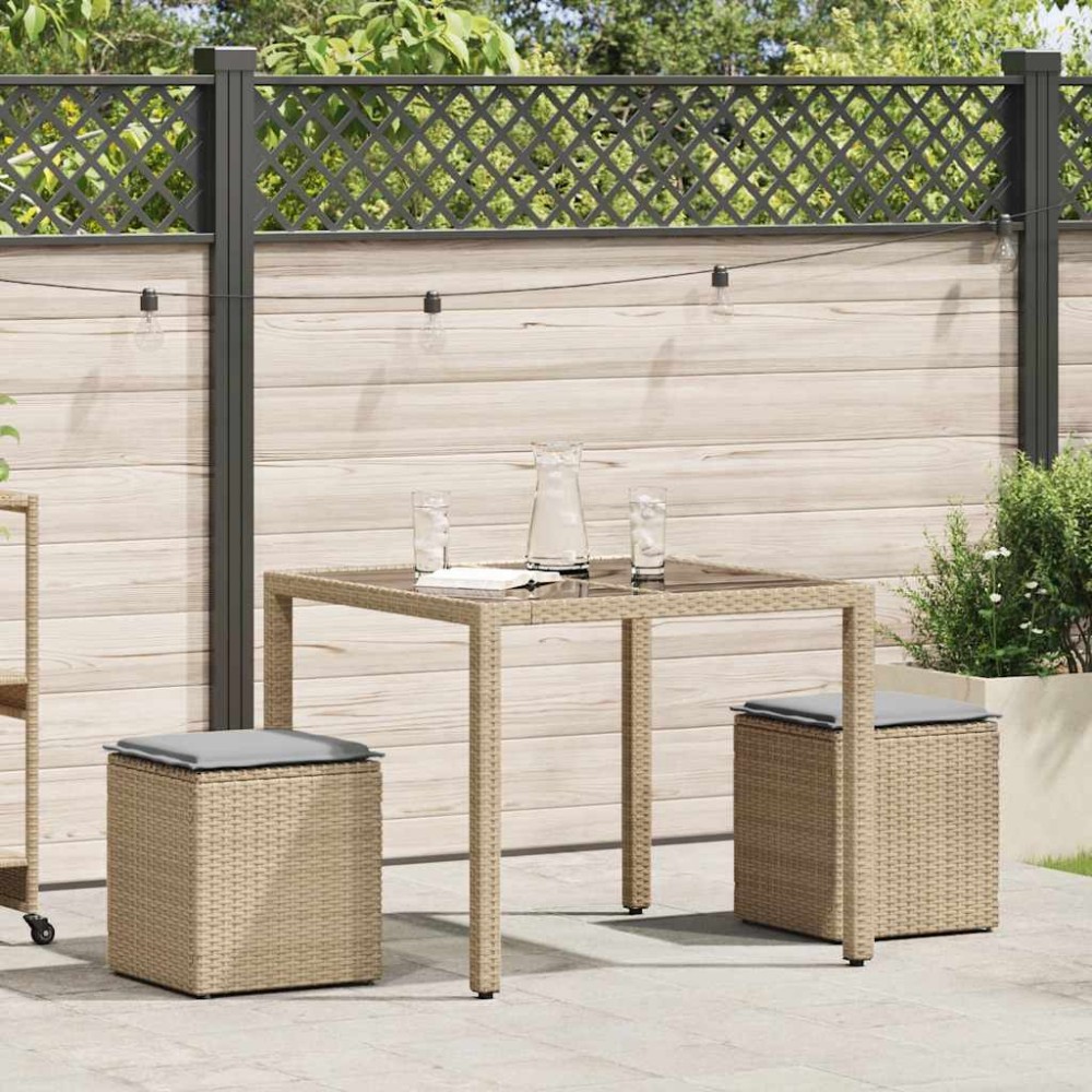 vidaXL Scaune de grădină cu perne 2 buc Bej 40x40x43 cm Poly Ratan