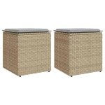 vidaXL Scaune de grădină cu perne 2 buc Bej 40x40x43 cm Poly Ratan vidaXL Scaune de grădină cu perne 2 buc Bej 40x40x43 cm Poly Ratan