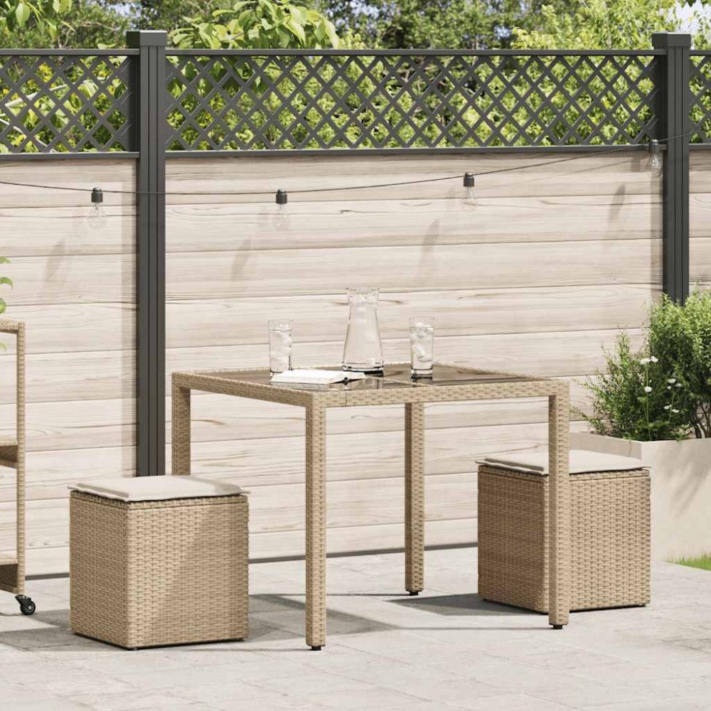 vidaXL Scaune de grădină cu perne 2 buc Bej 40x40x43 cm Poly Ratan