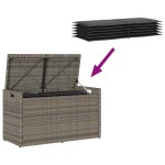 vidaXL Bancă de depozitare în aer liber cu pernă gri 100 cm polirattan vidaXL Bancă de depozitare în aer liber cu pernă gri 100 cm polirattan