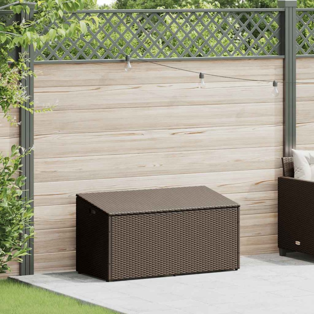 vidaXL Cutie de depozitare de grădină maro 110x50x58 cm polirattan