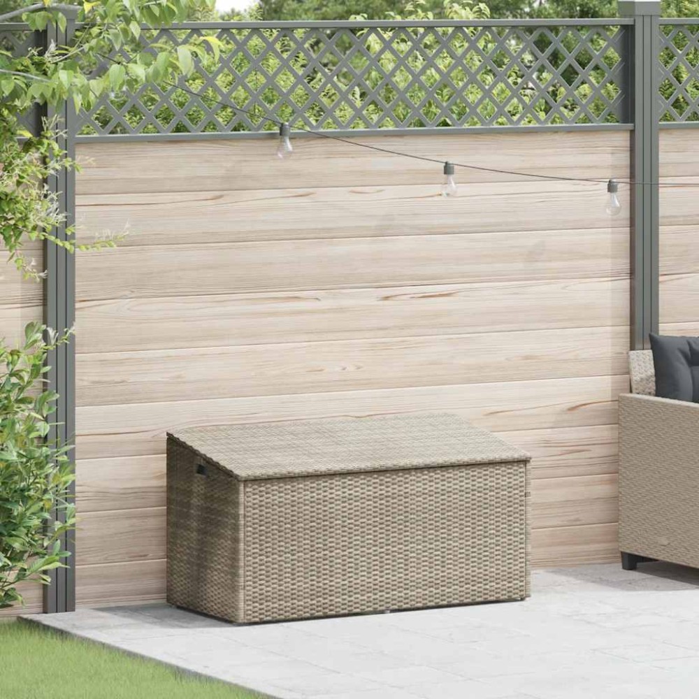 vidaXL Cutie de depozitare grădină gri deschis 110x50x58 cm polirattan