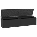 vidaXL Ladă de depozitare de grădină, negru, 220x50x58 cm, poliratan vidaXL Ladă de depozitare de grădină, negru, 220x50x58 cm, poliratan