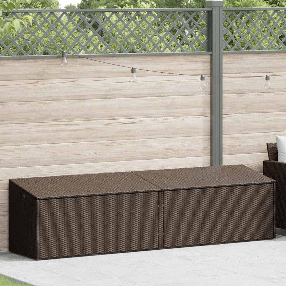 vidaXL Cutie de depozitare de grădină maro 220x50x58 cm Poly Ratan