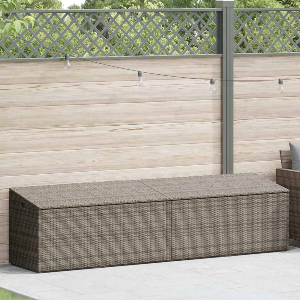vidaXL Cutie de depozitare de grădină gri 220x50x58 cm Poly Ratan