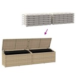 vidaXL Cutie de depozitare de grădină Bej 220x50x58 cm Poly Ratan vidaXL Cutie de depozitare de grădină Bej 220x50x58 cm Poly Ratan