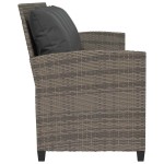 vidaXL Canapea de grădină cu 5 locuri cu perne din polirattan gri