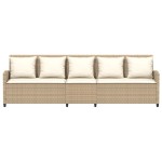 vidaXL Canapea de grădină cu 5 locuri cu perne din polirattan bej