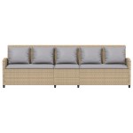 vidaXL Canapea de grădină cu 5 locuri cu perne din polirattan bej